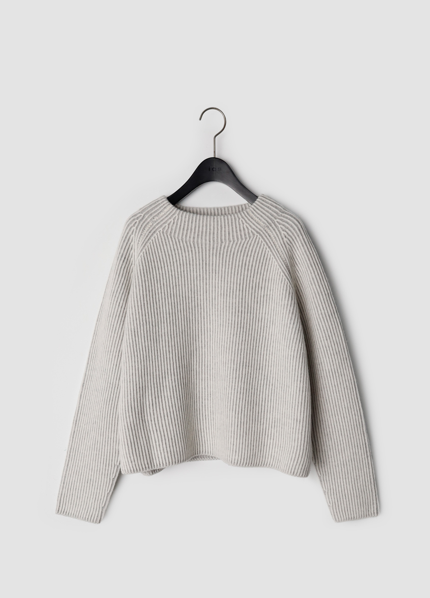 質感雙色羅紋高領針織衫