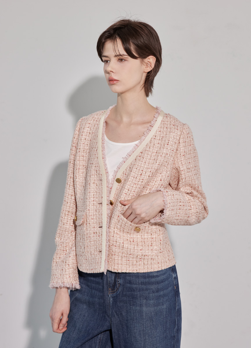 香奈兒花呢V領外套