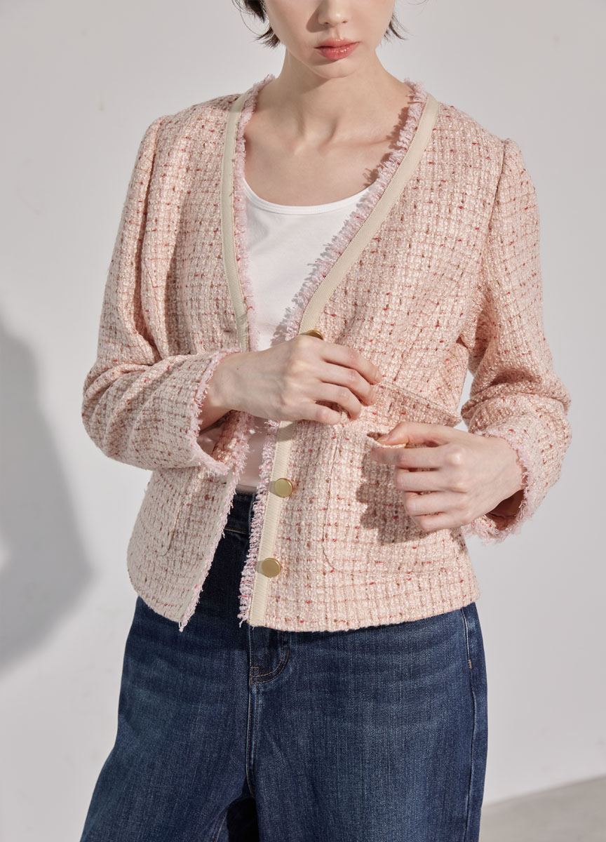 香奈兒花呢V領外套