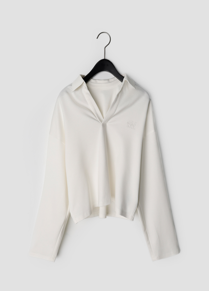 柔挺POLO領刺繡棉衫