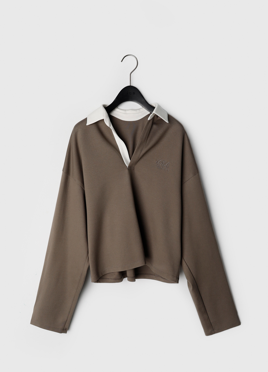 柔挺POLO領刺繡棉衫