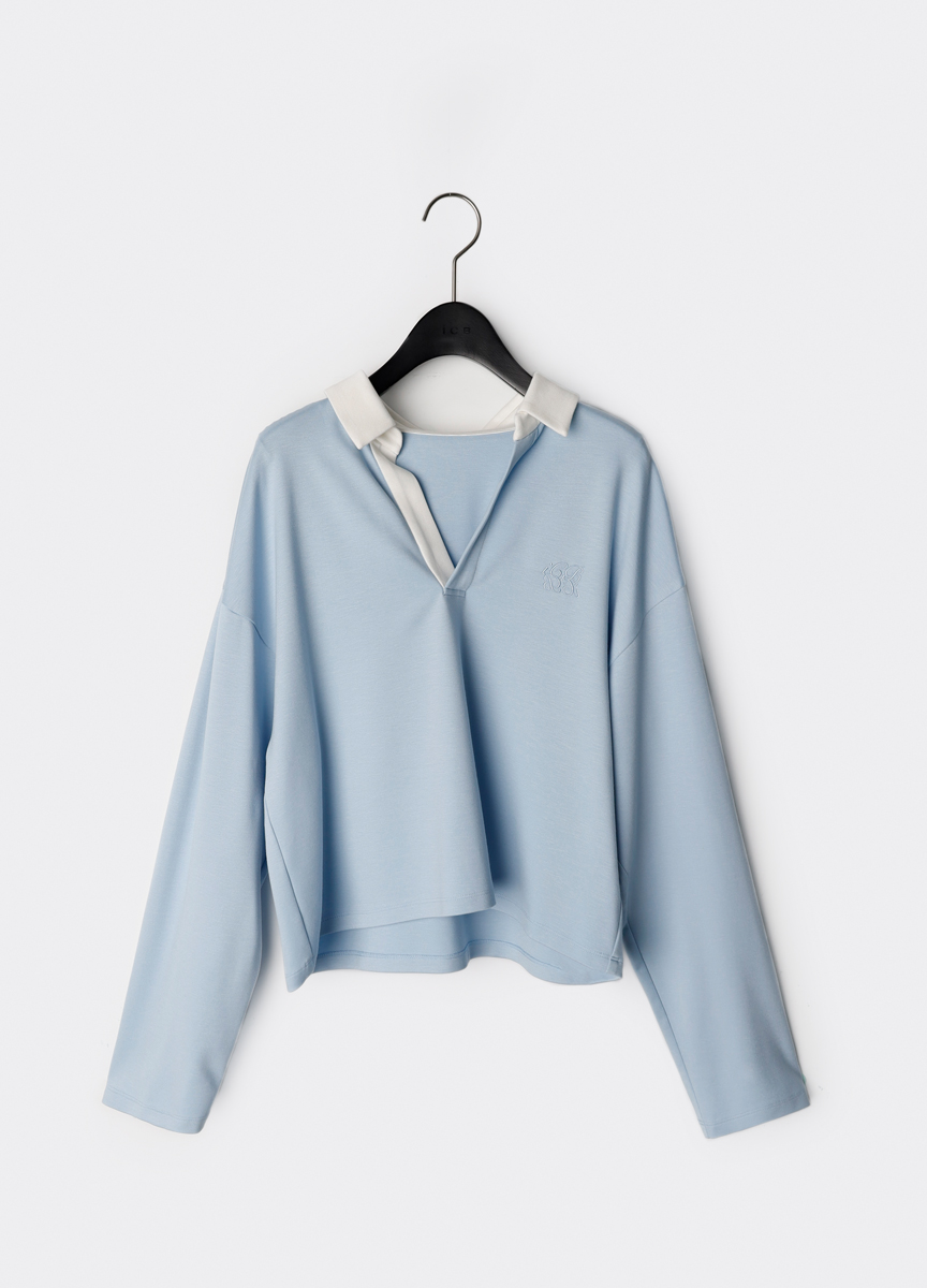 柔挺POLO領刺繡棉衫