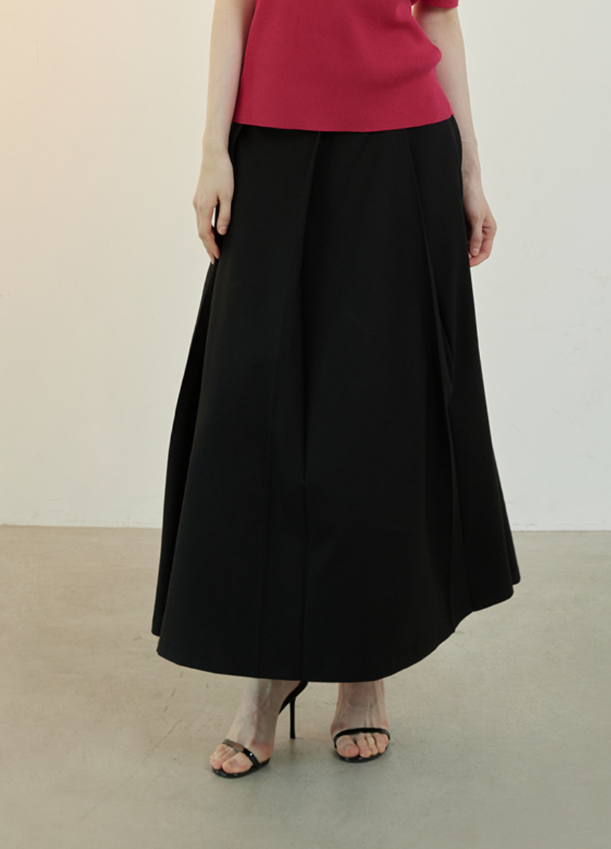 質感混毛斜紋打摺裙