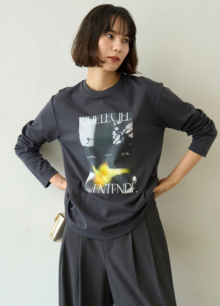 印花圓領長袖T恤