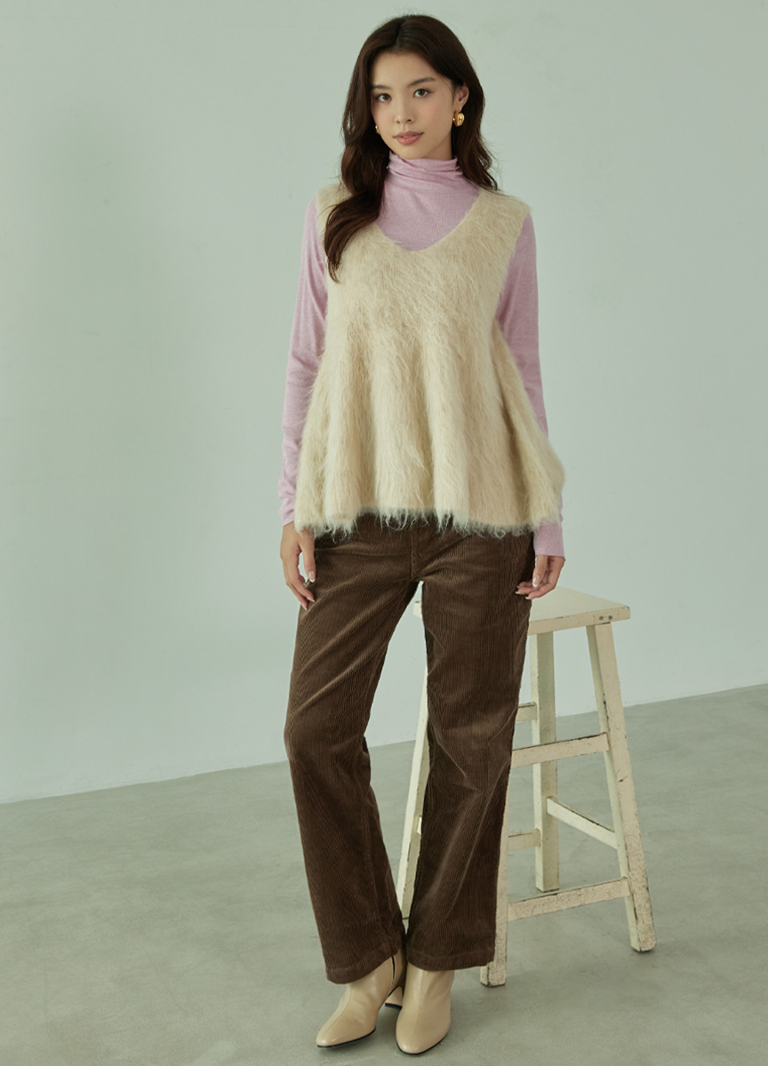 荷葉下襬毛毛背心