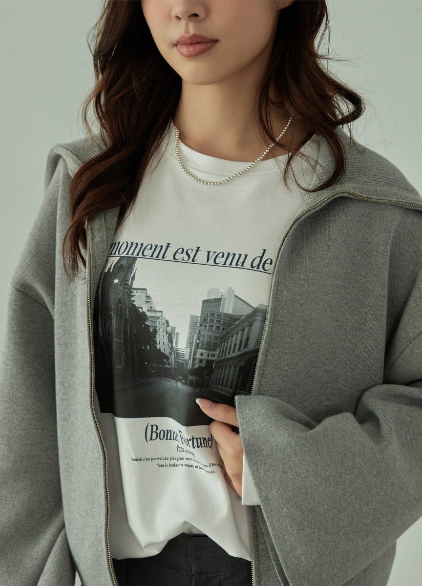 喀什米爾混紡針織拉鍊外套