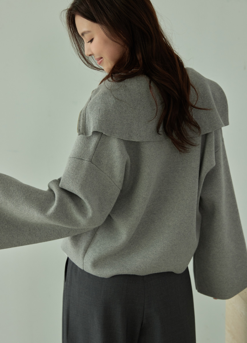 喀什米爾混紡針織拉鍊外套